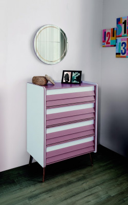 Chest of drawers with mirror wood dresser furniture cabinet children's room pink new