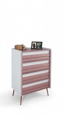 Chest of drawers with mirror wood dresser furniture cabinet children's room pink new
