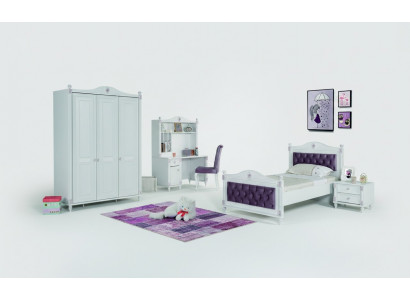 Children's room set furniture bed nightstand wardrobe furniture set 4-piece