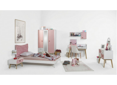 Komplett Kinderzimmer 6tlg. Kleiderschrank Bett Schreibtisch Kommode Wandregal
