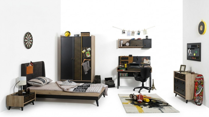 Children's room set bed nightstand wardrobe dresser bedroom 6-piece.