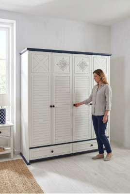 Children's room youth room wooden wardrobe children's wardrobe 4-door white