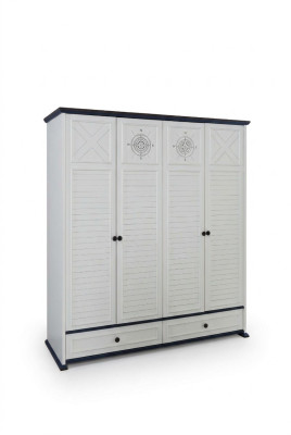 Children's room youth room wooden wardrobe children's wardrobe 4-door white