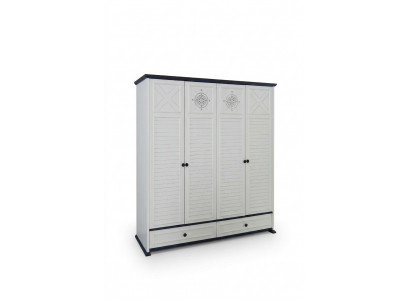 Children's room youth room wooden wardrobe children's wardrobe 4-door white