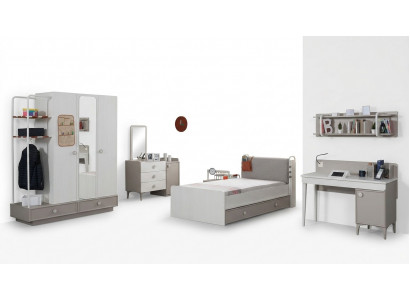 Design Jugendzimmer Komplett Kleiderschrank Kommode Schreibtisch 4tlg.