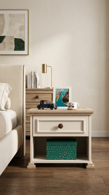 Design Modern Furniture Nightstand Children Side Youth Room Beige Wood