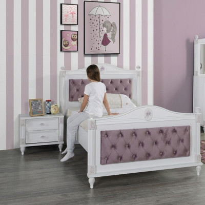 Designer bed bedside table bedroom youth room set furniture 2-piece beds