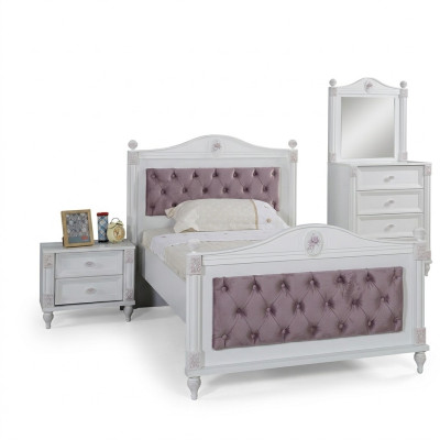 Designer bed bedside table bedroom youth room set furniture 2-piece beds