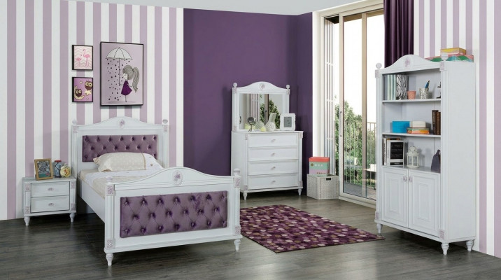 Design youth room set bed bedside tables chest of drawers complete 4-piece set.