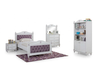 Design youth room set bed bedside tables chest of drawers complete 4-piece set.