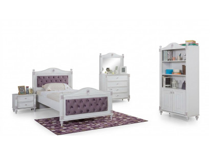 Design youth room set bed bedside tables chest of drawers complete 4-piece set.
