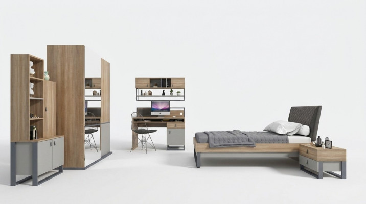 Youth room set bed wardrobe children's bedroom new 5-piece set