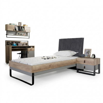 Designer youth room bedroom bed nightstand desk 3-piece.