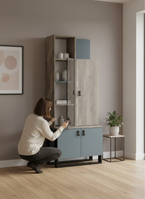 Bookshelf Wooden Cabinet Youth Room Shelf Furniture Modern Design New