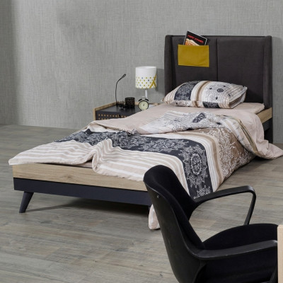 Bed wood beds bed frame youth room children's room black single bed