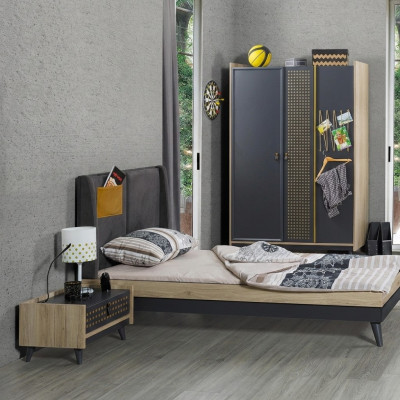Designer children's room bedroom nightstand bed wardrobe 3-piece set