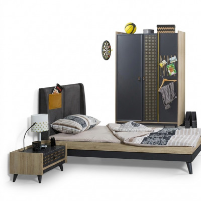 Designer children's room bedroom nightstand bed wardrobe 3-piece set