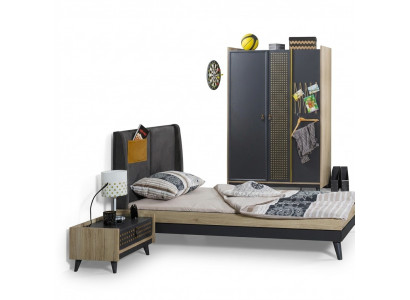 Designer children's room bedroom nightstand bed wardrobe 3-piece set