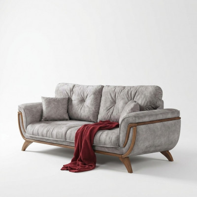 Luxury Three-seater Modern Sofa Upholstered Furniture Gray Couches Sofas