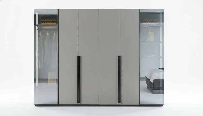 Elegant bedroom wardrobe glass cabinet transparent fronts cabinet
