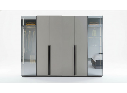 Elegant bedroom wardrobe glass cabinet transparent fronts cabinet