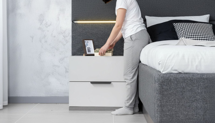 Luxury bedside table, antique white, set of 2 bedside tables, wood console, 61x45x52cm