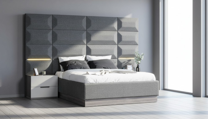 Gray Bedroom Set Complete Furniture Bed Wardrobe Nightstands Furniture 5-piece Wood