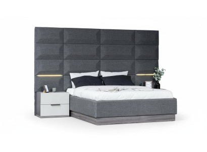 Gray Bedroom Set Complete Furniture Bed Wardrobe Nightstands Furniture 5-piece Wood
