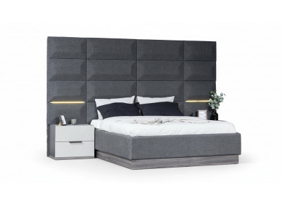 Gray Bedroom Set Complete Furniture Bed Wardrobe Nightstands Furniture 5-piece Wood