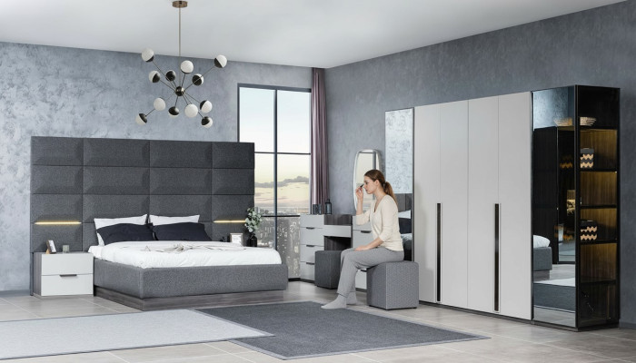 Complete bedroom furniture set bed 2x nightstand dressing table mirror 5 pieces new
