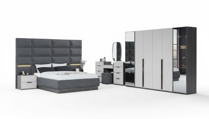 Complete bedroom furniture set bed 2x nightstand dressing table mirror 5 pieces new