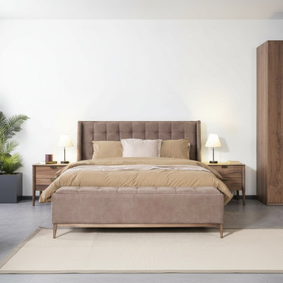 Bed design double bed luxury beds upholstered bedroom furniture new material wood