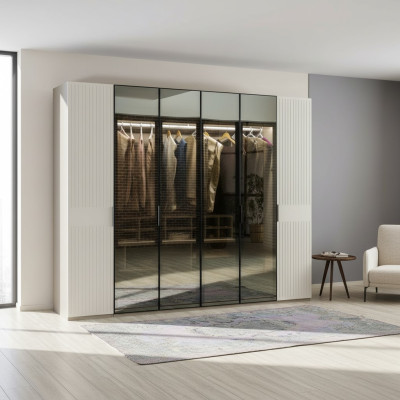 Loft wardrobe luxury bedroom wooden wardrobe glass cabinet furniture design