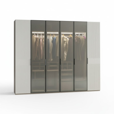 Loft wardrobe luxury bedroom wooden wardrobe glass cabinet furniture design