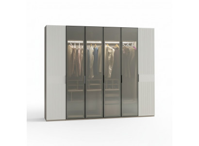 Loft wardrobe luxury bedroom wooden wardrobe glass cabinet furniture design