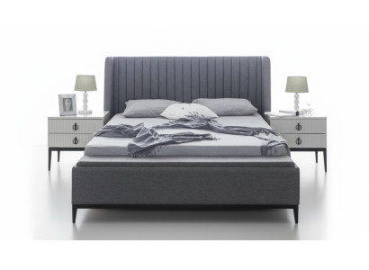 Gray bed + 2x nightstand 3-piece set new