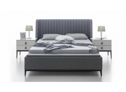 Gray bed + 2x nightstand 3-piece set new
