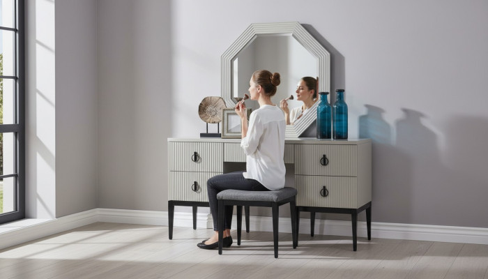 Dressing table with mirror gray bedroom design console stool new