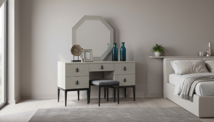 Dressing table with mirror gray bedroom design console stool new