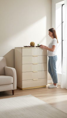 Cabinet Beige Wood Luxury Tall Cabinet Console Cabinets Furniture Sideboard Closet