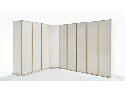 High gloss wardrobe bedroom cabinets corner cabinet luxury furniture gold beige