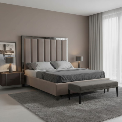 Bed Design Bed Upholstery Bedroom Hotel Design Double Bed Metal Taupe New