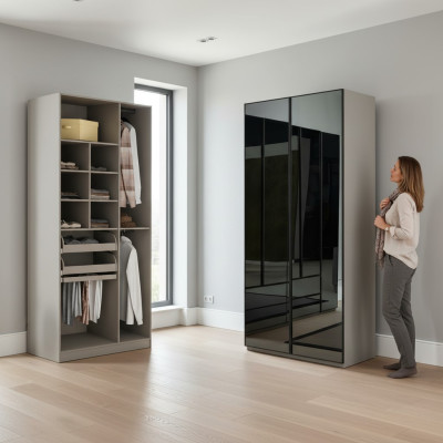 Wardrobe Cabinet Multipurpose Wardrobe Gray Material Wood Cabinets