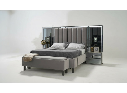 Bedroom set: bed, 2x nightstands, stool, double beds, upholstered furniture, 4-piece set, new.