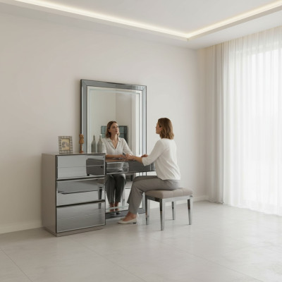 Dressing table chest of drawers with mirror console chests wood modern bedroom