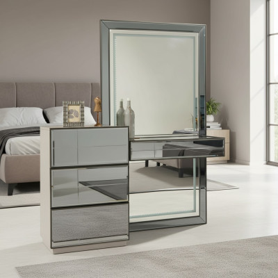 Dressing table chest of drawers with mirror console chests wood modern bedroom