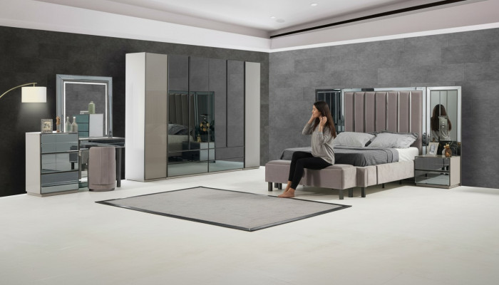Luxury Bedroom 8-piece Set Complete Room Furniture Bed Nightstand Cabinet New