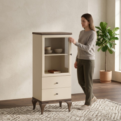 Glass cabinet living room cabinets sideboard beige showcase furniture wood