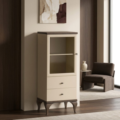 Glass cabinet living room cabinets sideboard beige showcase furniture wood