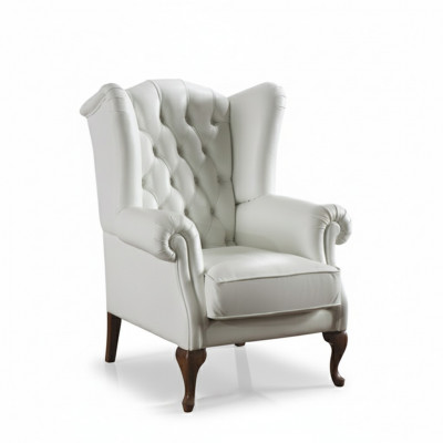 Wingback chair leather single-seater Chesterfield couch sofa upholstery furniture new